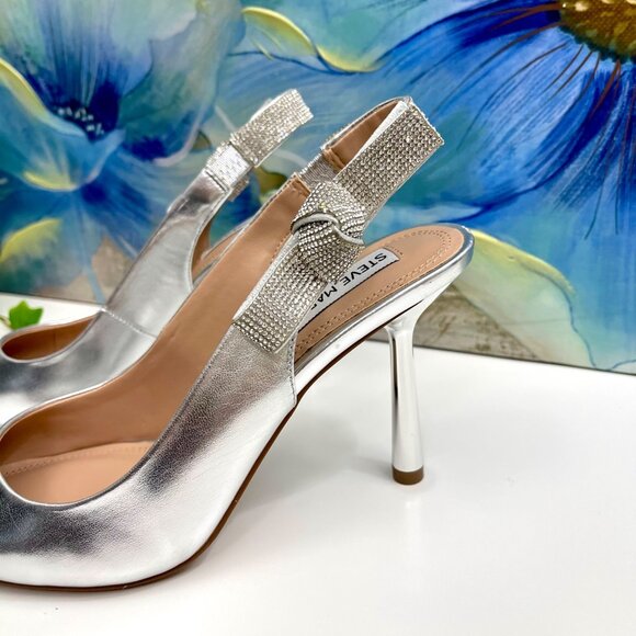 Steve Madden Stefani Metallic Slingback Pump in Silver Size 8 - Picture 7 of 16